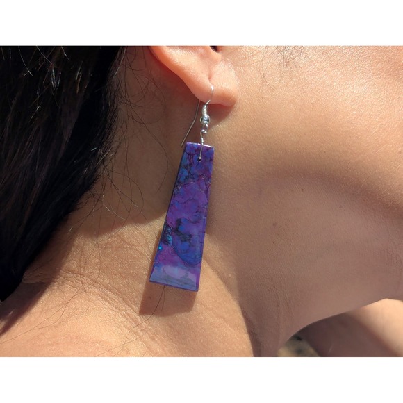 Jewelry - Santo Domingo Compressed Slab Mohave Dangle Earrings Handmade Native American **